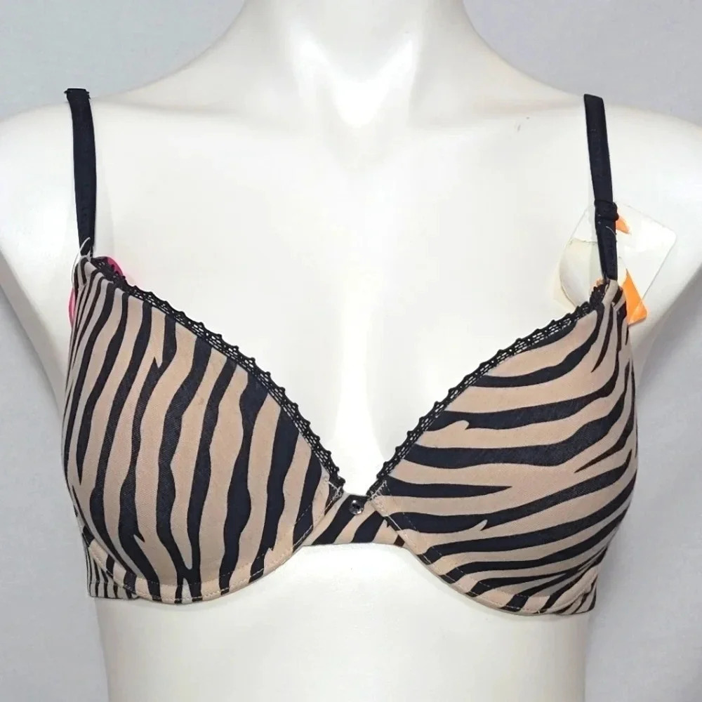 38B Maidenform 9279 Cotton Signature Push Up UW Bra Zebra‎ NWT